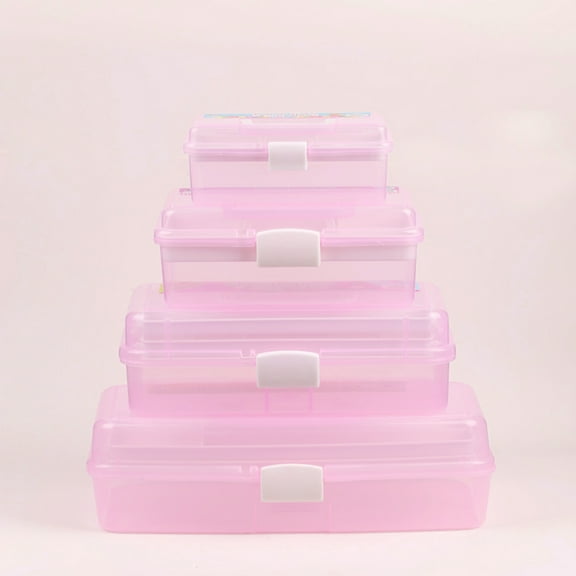 Tineasur Craft Storage Box for Craft Supplies with Multi-layer Pink Design 1Set