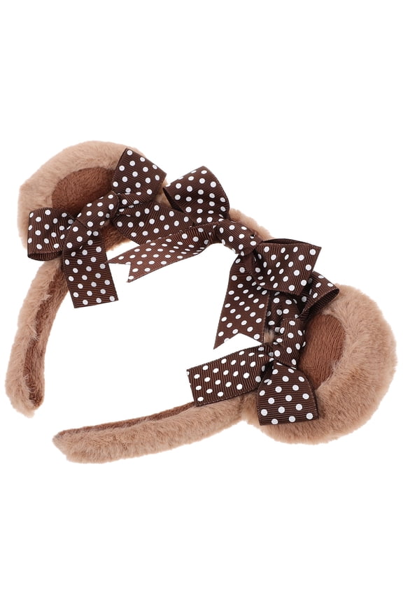 Bear Ears Headband for Women as a Photo Prop at Masquerade in Brown 1Set