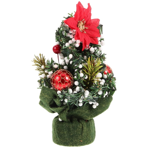 Tineasur Multi-Color Tabletop Christmas Tree Ornament with PVC and Cloth for Holiday Home Decoration