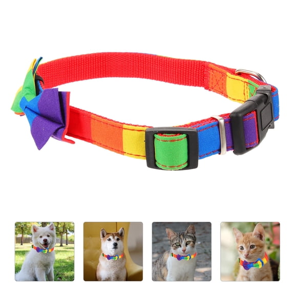 Tineasur Adjustable Pet Collar with Removable Bow Tie for Dogs and Cats, Breathable Comfortable Nylon Design