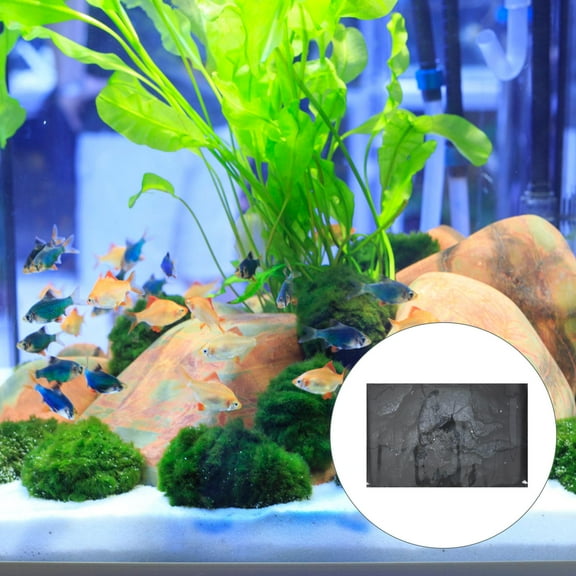 Tineasur Black PVC Aquarium Background Sticker, Durable and Easy to Apply for Stunning Fish Tank Decoration, 23.6 x 15.7 Inches