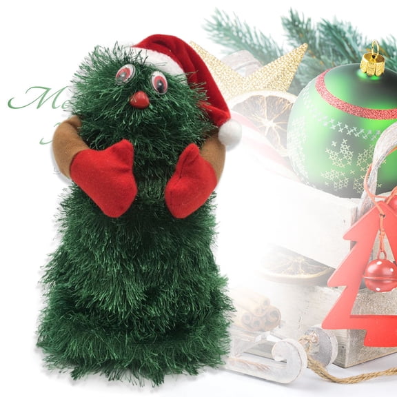 Tineasur Christmas Tree Decoration Battery Operated Singing Musical Figurine Green