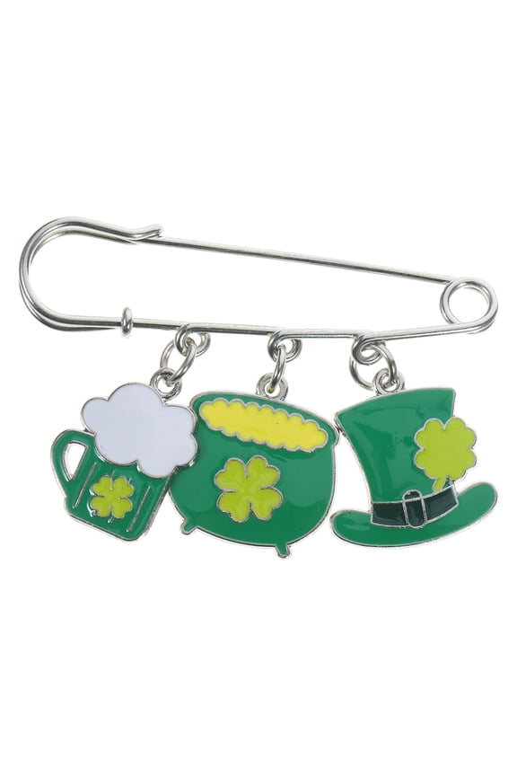 Clover Lapel Pin Green Alloy Decorative Brooch for Bags Hats Clothing