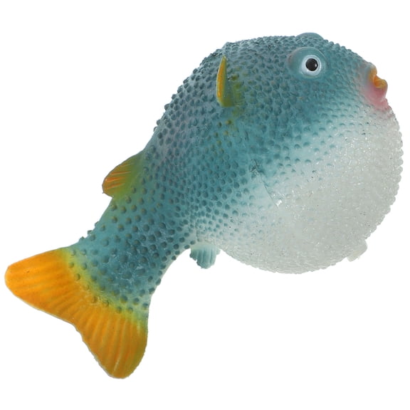 Tineasur Fish Tank Decorations Glowing Effect Puffer Shape Blue 1Pcs