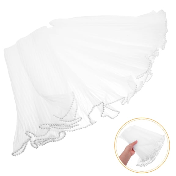 Tineasur White Floral Mesh Fabric Set with Wrinkled Wavy Net Yarn for Daily Use, Baking, Crafting, and Decorative Projects