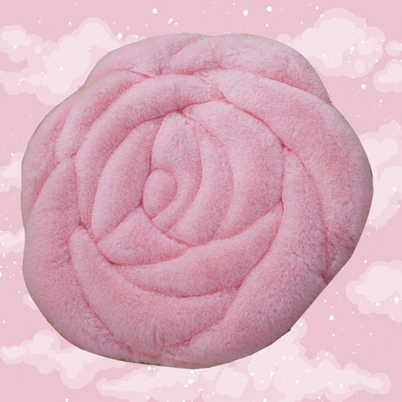 Tineasur Pink Plush Rose Cushion Thick Soft Seat Cushion for Home Bedroom Dining Room