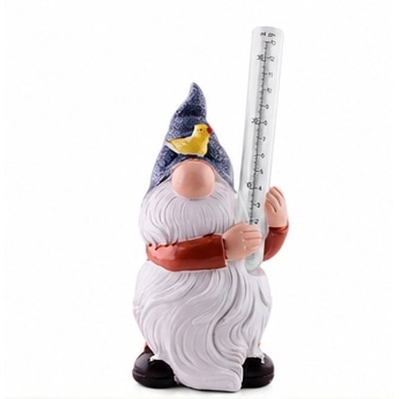 Tineasur Garden Dwarf Resin Figurine with Rain Gauge Tube, Outdoor Gnome Statue Yard Art for Lawn, Patio, Porch Decoration