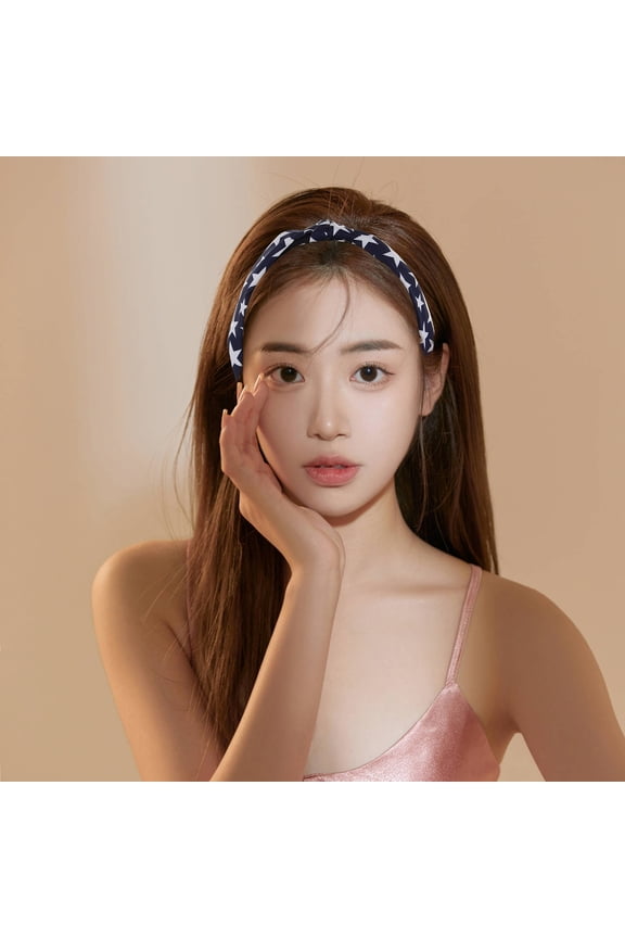 4Pcs Knotted Wide Headbands with Star Pattern Assorted Colors Fabric Hair Accessory