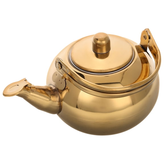 Tineasur Golden Stainless Steel Tea Kettle with Infuser Whistling Teapot for Stovetop Gas Induction Electric Use
