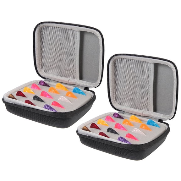 Tineasur 2Sets Guitar Picks Organizer Black Sturdy Storage Pouch for Guitar Capo and Accessories