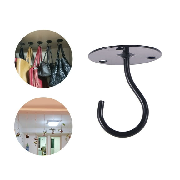 Tineasur Iron Overhead Hooks Small Elephant Trunk Shape Reliable for Daily Life Black