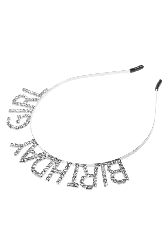 Happy Birthday Headband for Girls with 3D Silver Letter Decorations, 1 Set