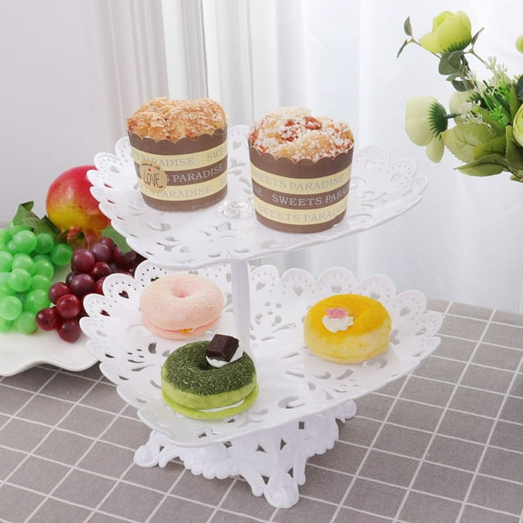 Tineasur Unique Shape Double Tier Cake Stand for Treats and Fruit Display