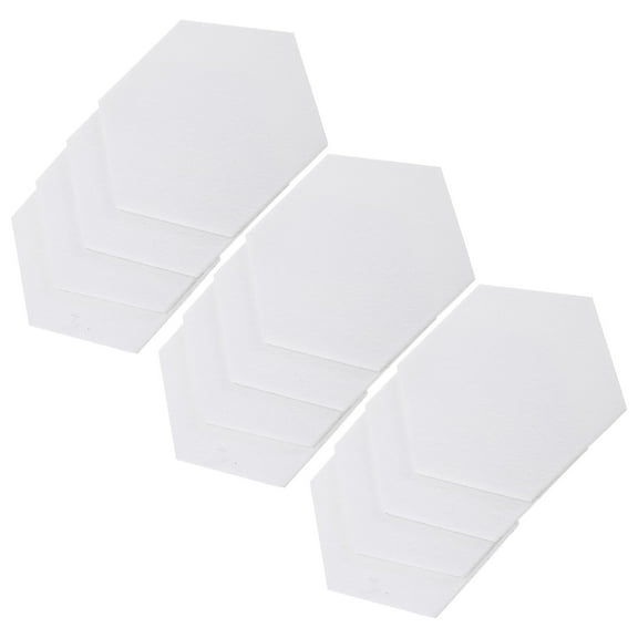 Tineasur 12Pcs White Felt Tile Board Hexagon Self Adhesive Wall Memo and Note Display