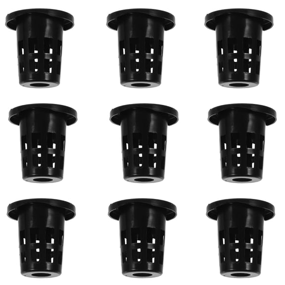 Tineasur 100Pcs Hydroponic Net Cups Black Plastic Mesh Pots for Plant Growing