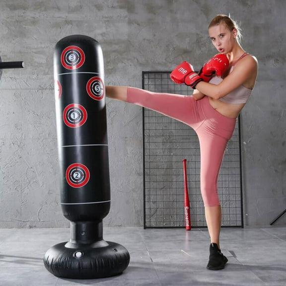 Tineasur Inflatable Punching Bag for Home Gym Black PVC 1Set