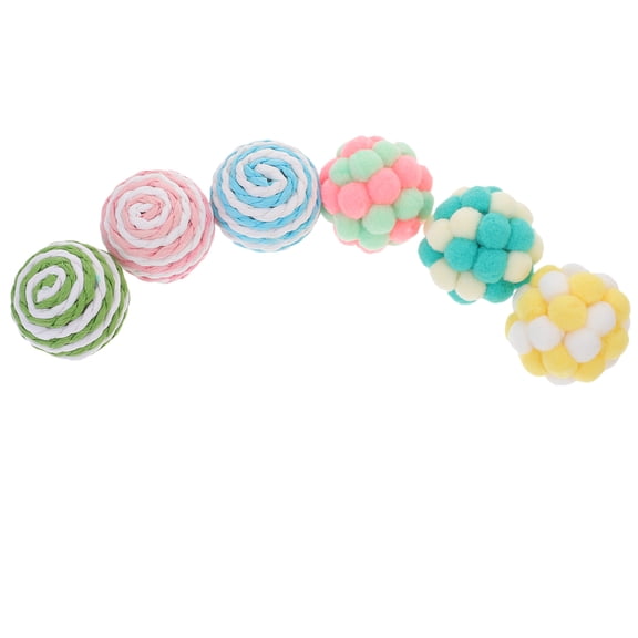 Tineasur Pet Toy 6Pcs Plush Ball Assorted Color Biting Behavior Correction Indoor Playtime