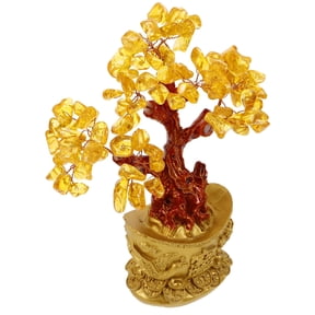 Tineasur Chinese Crystal Money Tree Bonsai Desktop Ornament for Wealth Prosperity Home Decor