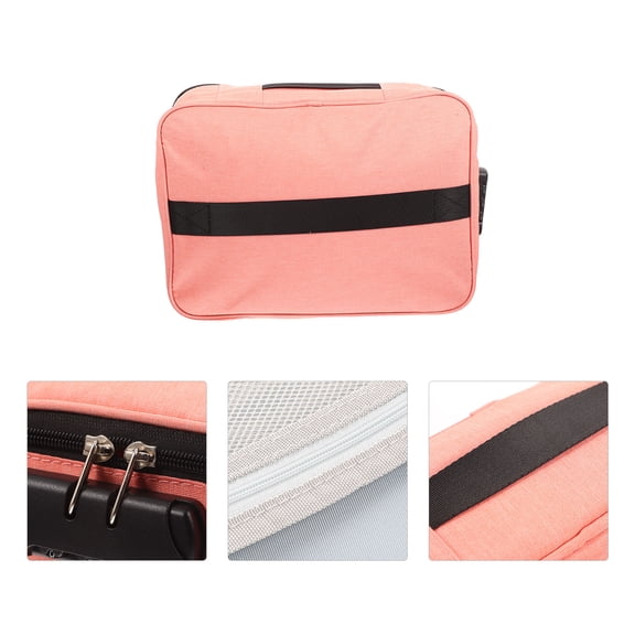 Tineasur Pink Fireproof Lock Box for Documents Waterproof Multi Layer File Storage Bag Durable Document Organizer