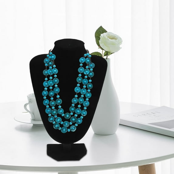 Tineasur Black Velvet Necklace Display Stand with Stable Base for Jewelry Store Showcase and Home Use