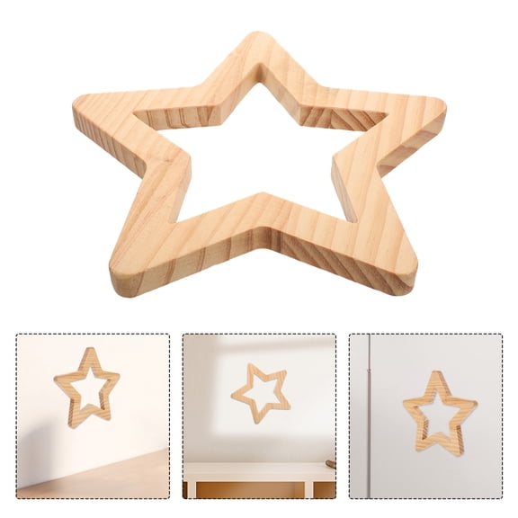 Tineasur Nordic Style Unfinished Wooden Star Stickers, Lightweight Wood Wall Decals for Home Wall Art Decor