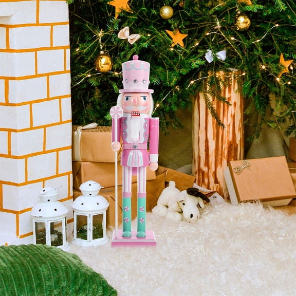 Tineasur Nutcracker Figurines Pink Wood Decoration Home Gatherings 1Set