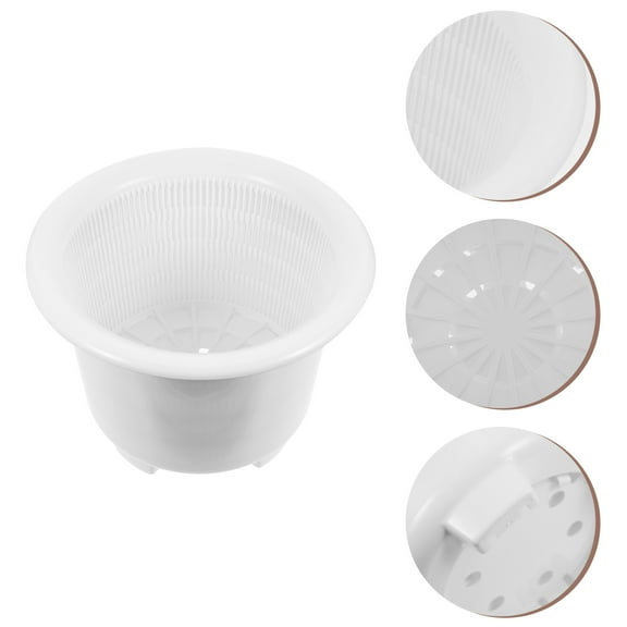 Tineasur 1Set Plastic Flowerpot White Double Layer Plant Container for Home Gardening and Balcony Decoration