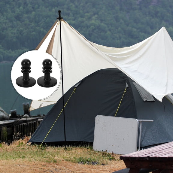 Tineasur 4Pcs Outdoor Tent Pole Caps Black Insulated Plastic Pole End Protectors