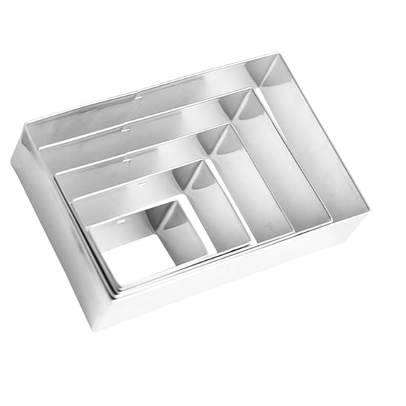 Tineasur 5Pcs Metal Rectangle Cookie Cutter Set for Baking Cakes Biscuits and Fondant