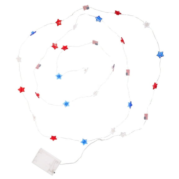 Tineasur Battery Operated Five-Pointed Star String Lights Multi-Color for Memorial Day and Holiday Decorations