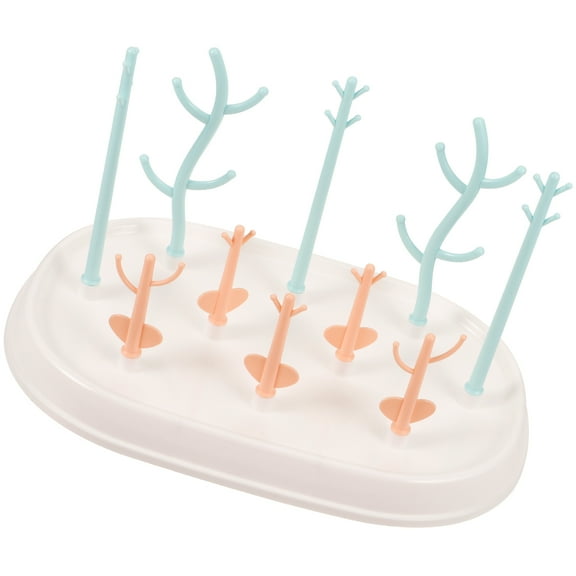 Tineasur Portable Baby Bottle Drying Rack with Storage Tray, Plastic, Travel-Friendly, Assorted Colors for Infant Feeding