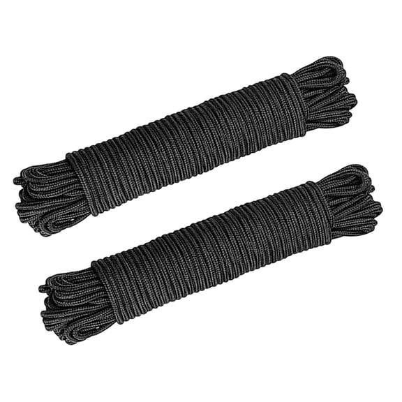Tineasur Portable Black Nylon Camping Rope for Clothesline Tent and Hiking Utility Cord