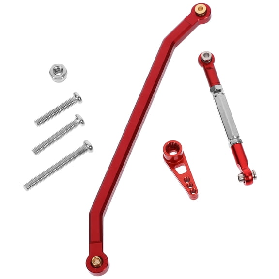 Tineasur 1Set Red Metal Steering Rod Kit for Rc Car Upgrade Replacement with Low Friction