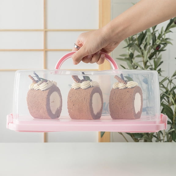Tineasur Pink Plastic Bread Keeper, Portable with Handle for Easy Carrying