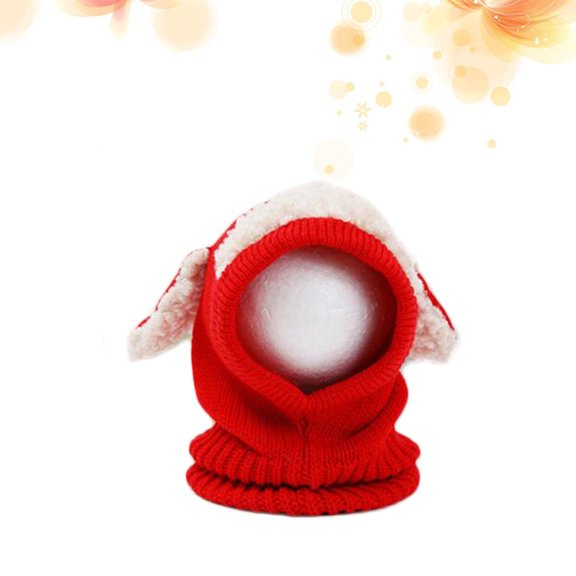 Tineasur Winter Hat Scarf Earflap in Red Soft Knitted Woolen Coif for Cold Days