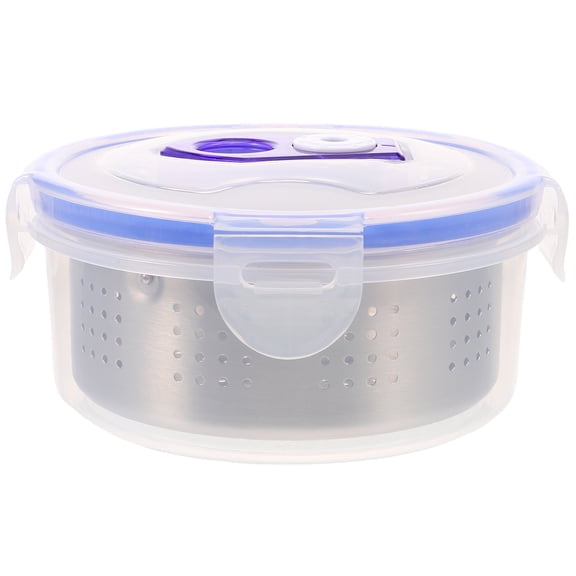 Tineasur Kitchen Organization Draining Basket With Storage Container Silver Plastic 1 Set