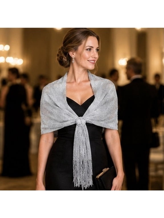 Shawl Wrap for Women, Elegant Polyester Silk Shoulder Cover for Evening and Wedding Wear
