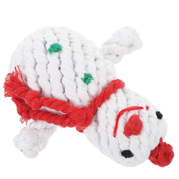 Tineasur Cotton Chew Toy Dog Chewing Toy Snowman Shaped Dental Enhancement Christmas 1 Set