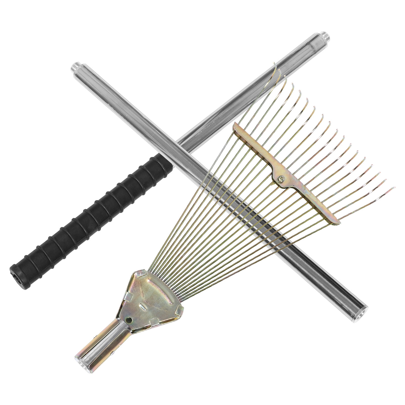 Tineasur Stainless Steel Grass Rake 1Set Silver Garden Tool For Lawn Yard Outdoor Gardening
