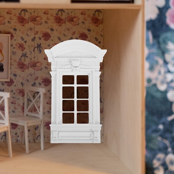 Tineasur White Plastic Dollhouse Window Frame Elegant European Design