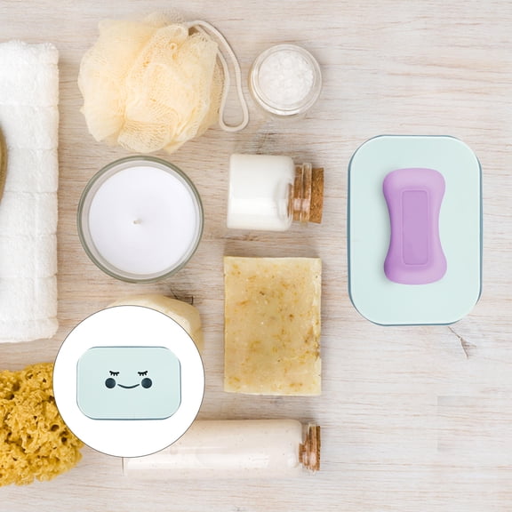 Tineasur Soap Box with Drain Simple Design Cute Soap Dish Blue 1Pack for Bathroom