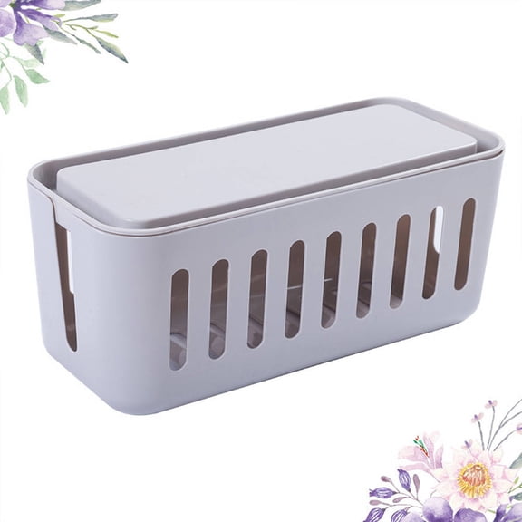 Tineasur Grey Cable Storage Box for Home and Office Wire Management with Lid for Safety and Cleanliness