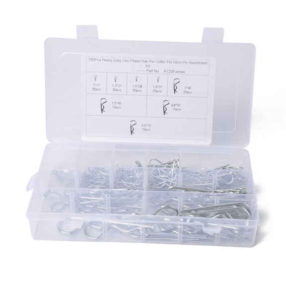 Tineasur R Shape Cotter Pin Silver Carbon Steel for Car and Small Engine Maintenance