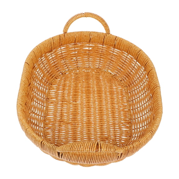 Tineasur Hand Woven Light Brown Bread Basket for Serving and Picnic Storage