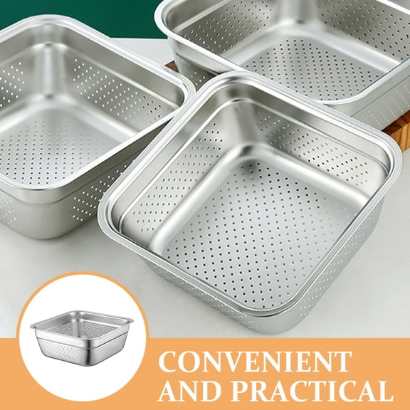 Tineasur Large Stainless Steel Vegetable Washing Basin with Thick Metal Kitchen Sink Tub for Home and Kitchen Use