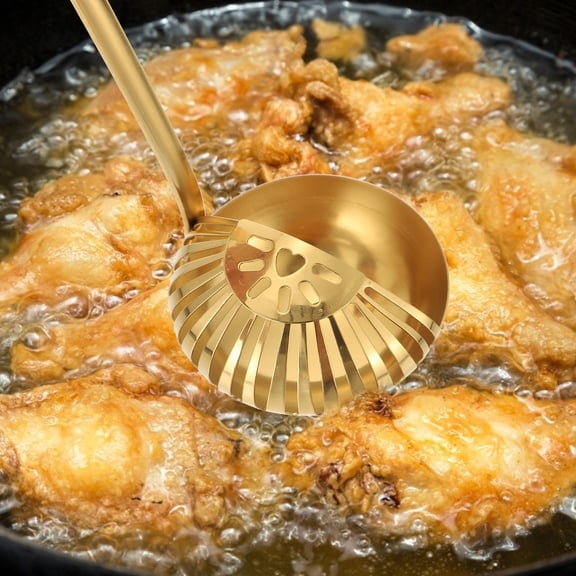 Tineasur Stainless Steel Hot Pot Colander Kit for Kitchen Use with Thick Handle Golden Finish