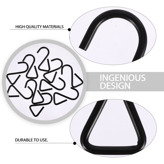 Tineasur 10Pcs Black Stainless Steel Hanging Hooks with Simple S Shape Design for Kitchen and Bathroom
