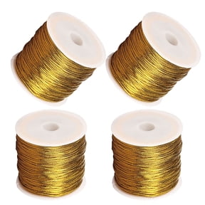 Tineasur Stretch Elastic Plated Gold Twine for Craft Projects and Elegant Ornament String