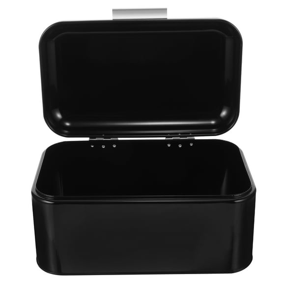 Tineasur Black Metal Bread Box with Vintage Design Large Capacity Kitchen Food Storage Container