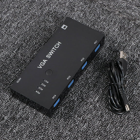 Tineasur 4 Port Switch Box Video Converter for Computer Monitor Projector, Black, Easy Setup and Performance